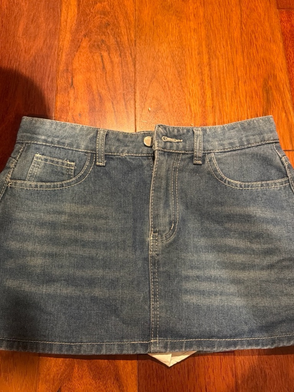SHEIN Denim Mini Skirt in Faded Blue
